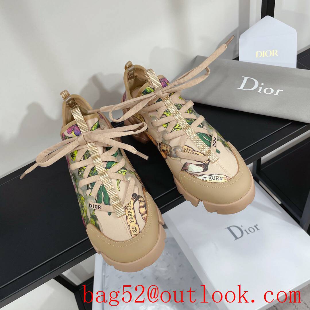 Dior D-Connect Sneaker tan Technical Fabric with print shoes