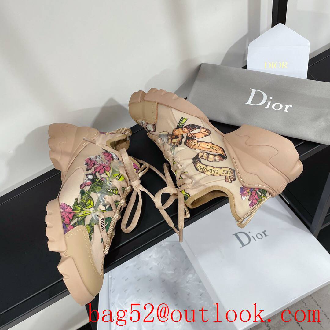 Dior D-Connect Sneaker tan Technical Fabric with print shoes