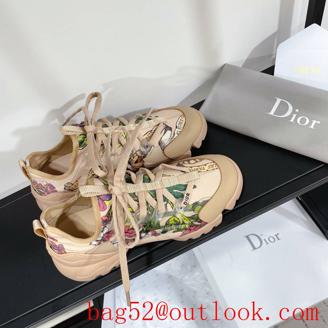 Dior D-Connect Sneaker tan Technical Fabric with print shoes