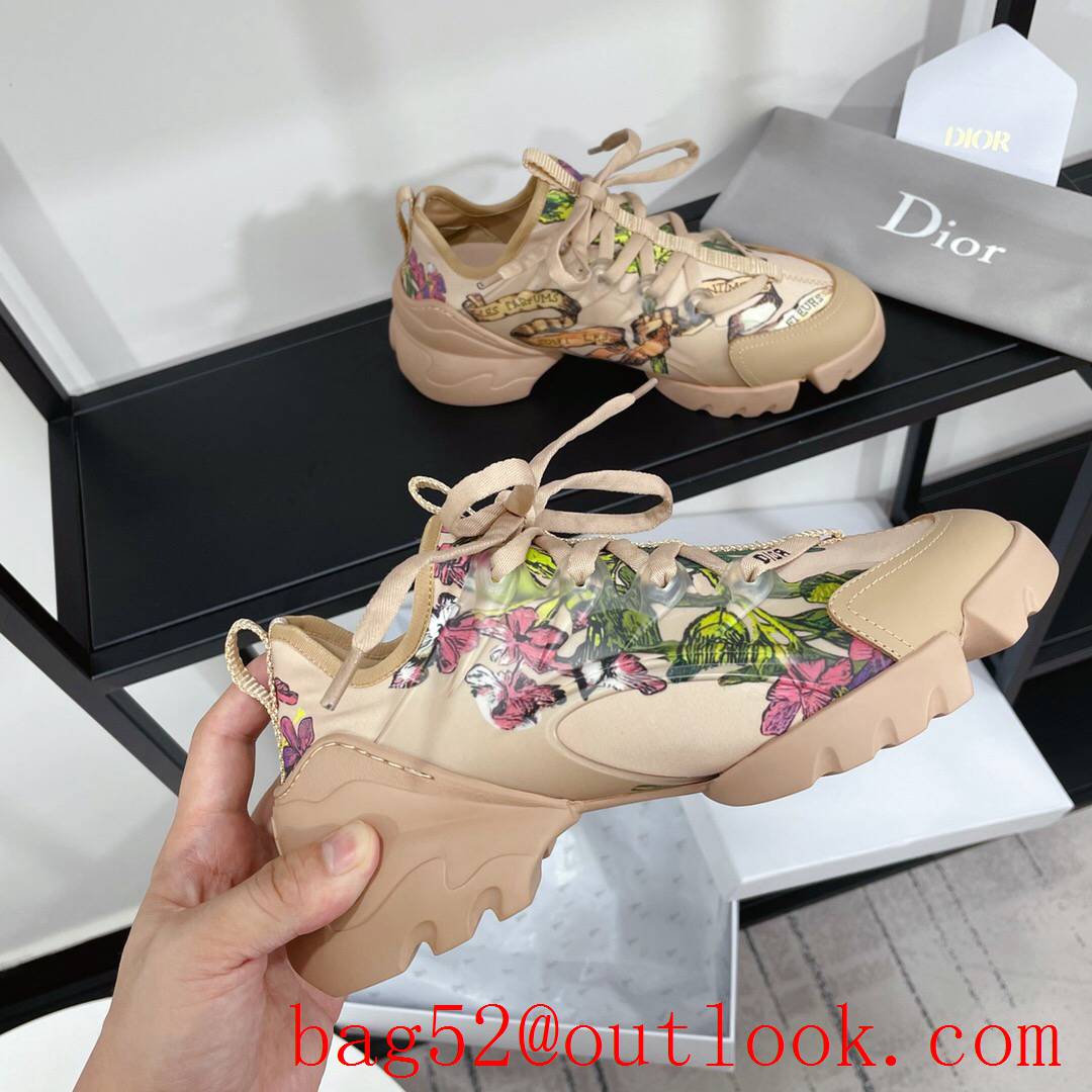 Dior D-Connect Sneaker tan Technical Fabric with print shoes