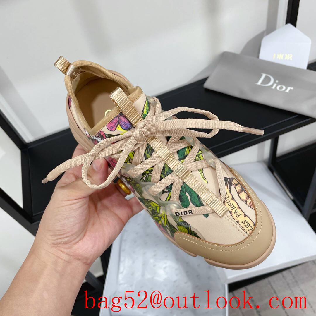 Dior D-Connect Sneaker tan Technical Fabric with print shoes