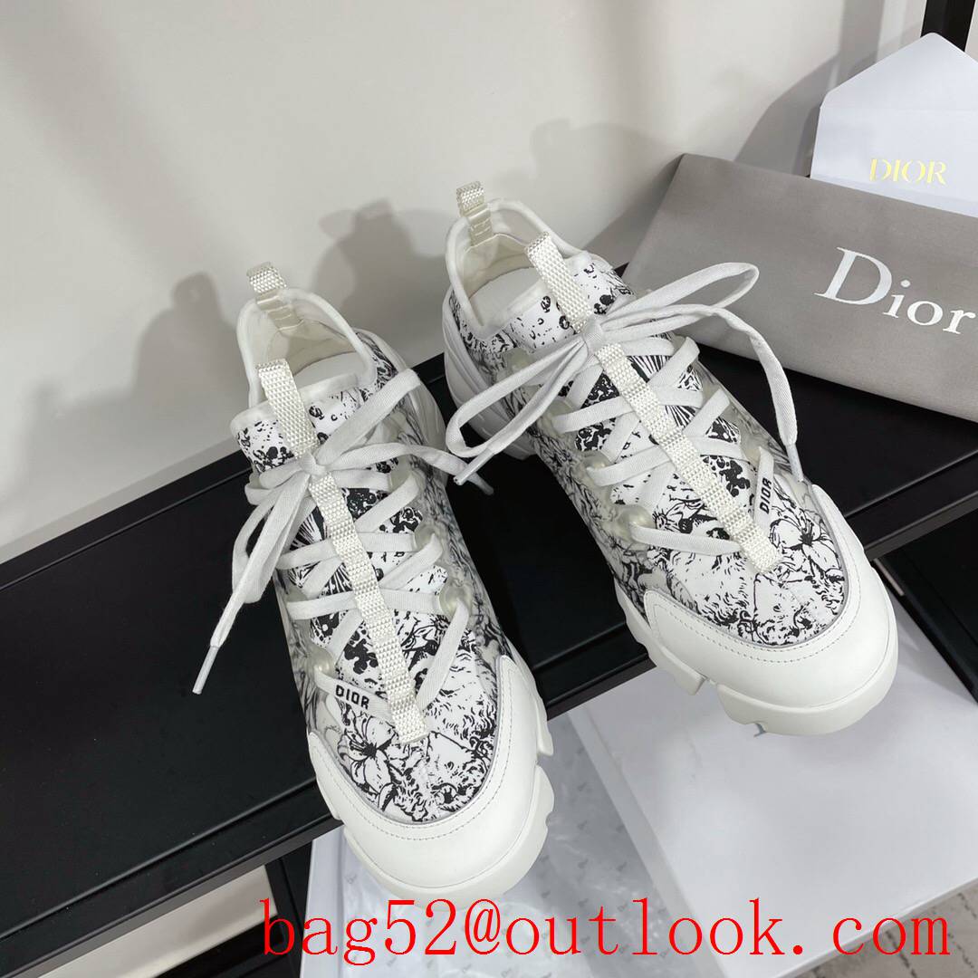 Dior D-Connect Sneaker Blue and White Technical Fabric with Print shoes