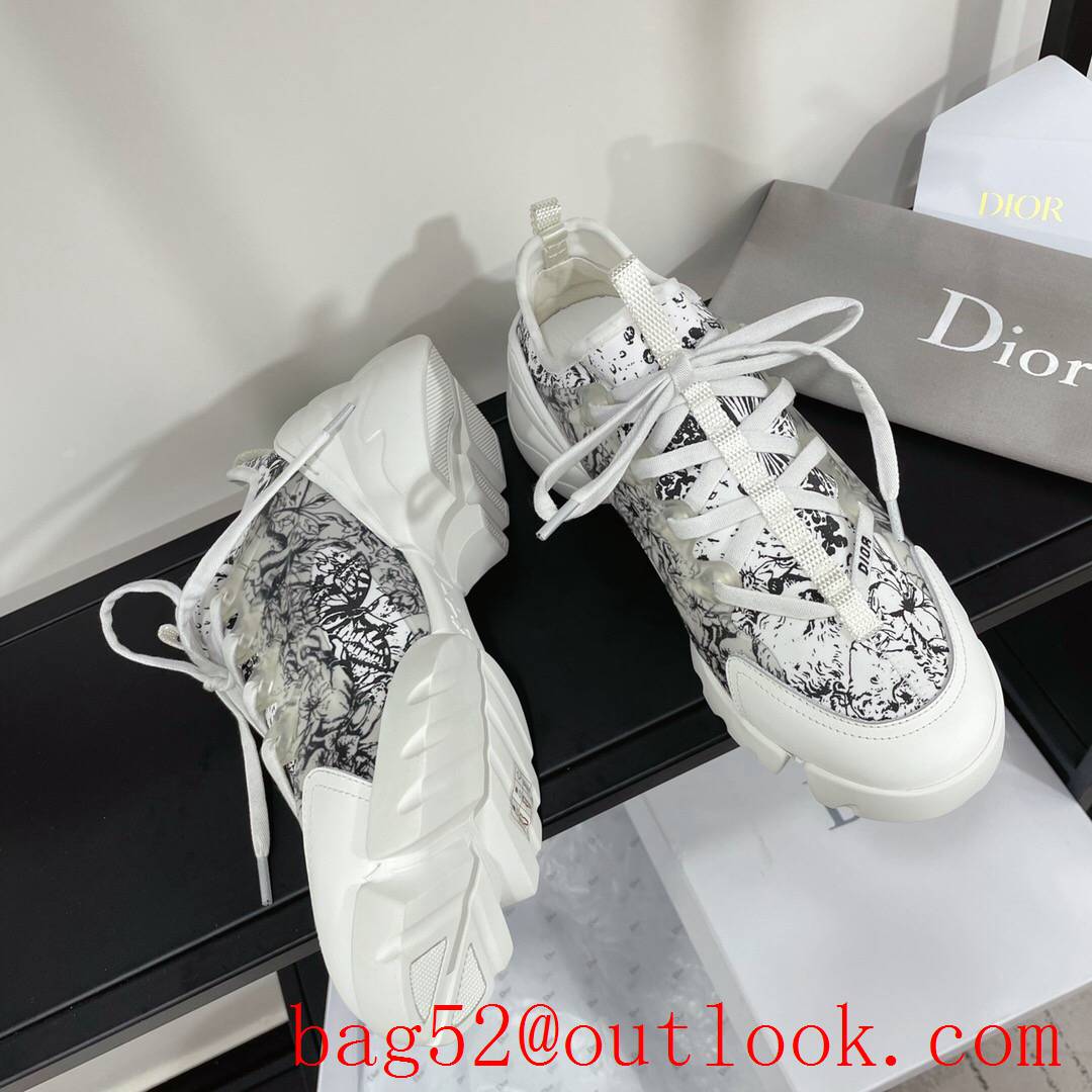 Dior D-Connect Sneaker Blue and White Technical Fabric with Print shoes