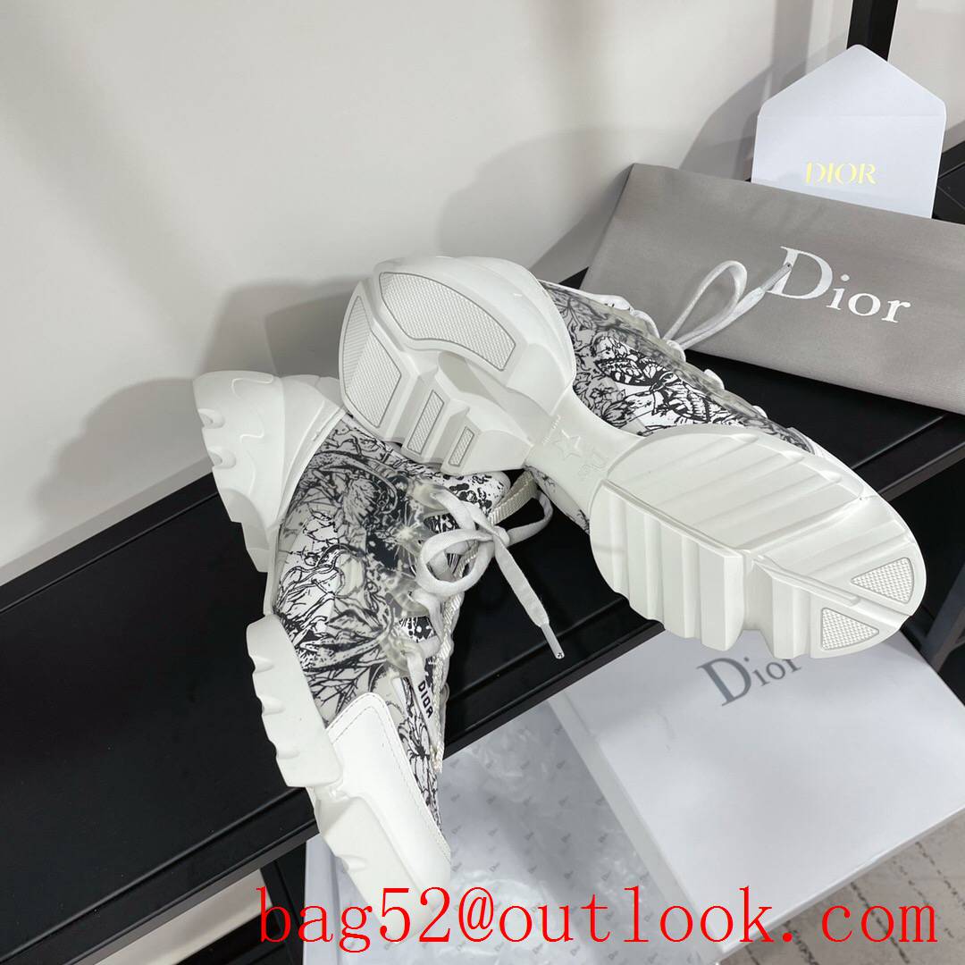 Dior D-Connect Sneaker Blue and White Technical Fabric with Print shoes