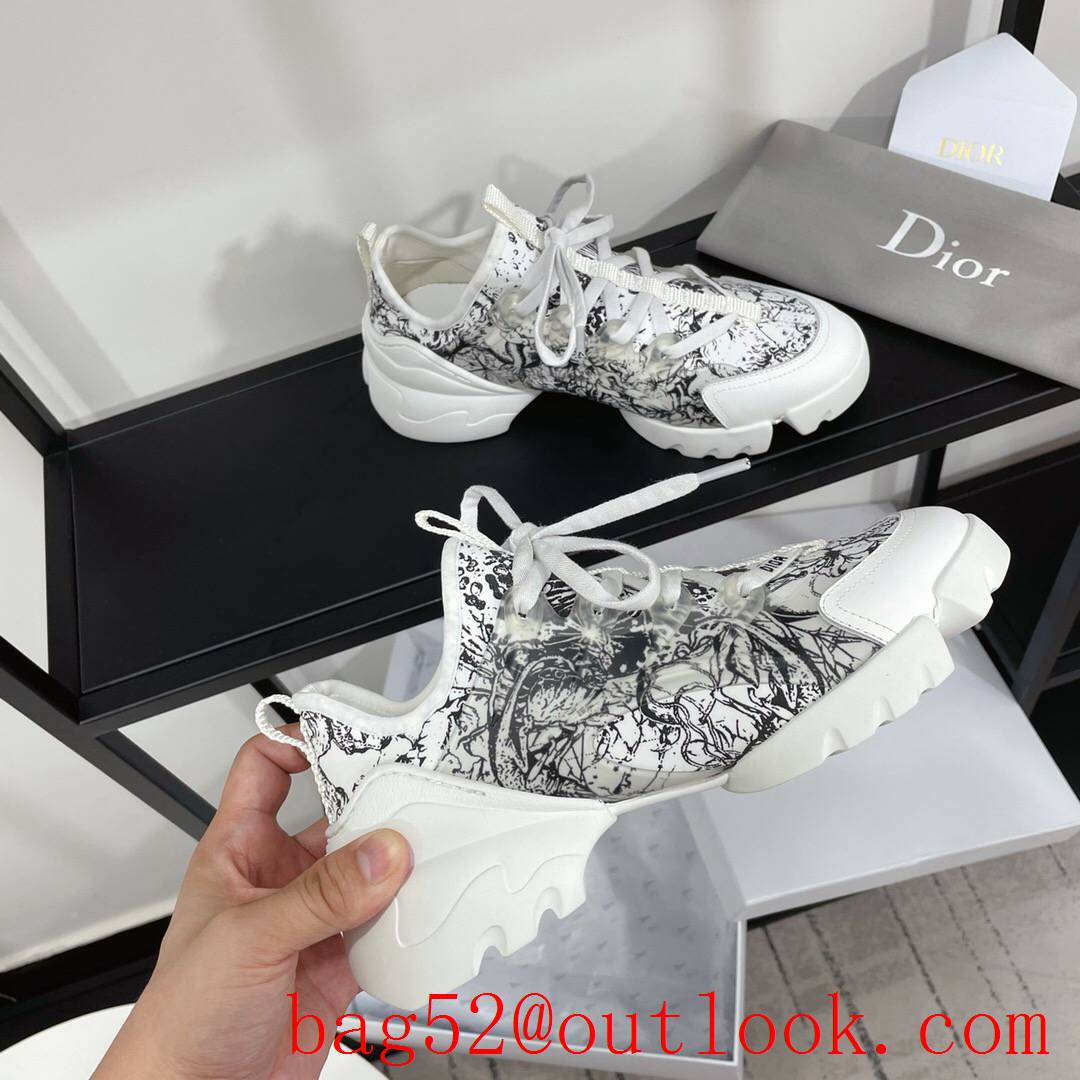 Dior D-Connect Sneaker Blue and White Technical Fabric with Print shoes