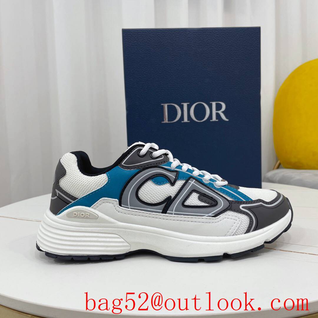 Dior B30 Sneaker White and Beige Mesh with Blue and Olive Technical Fabric shoes