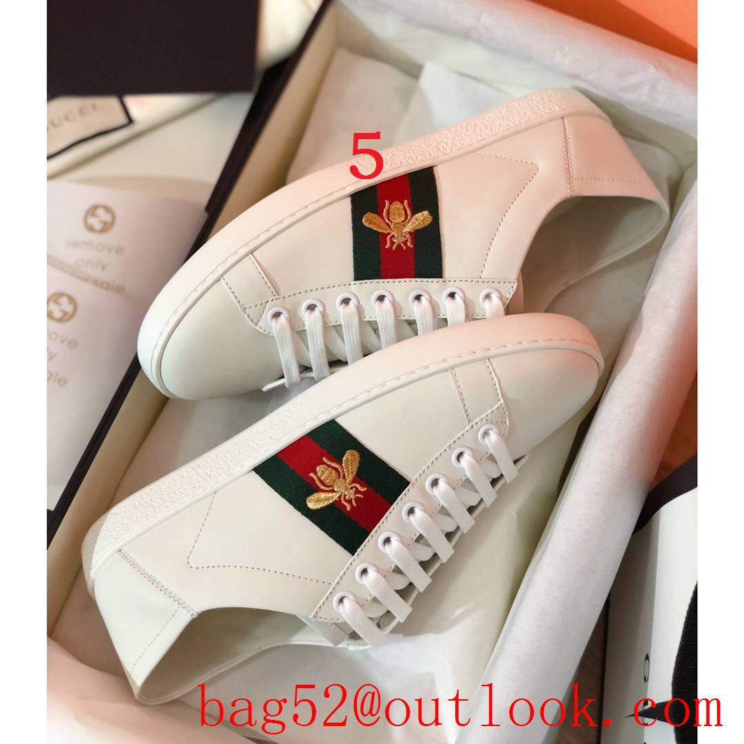 gucci ace classic women/men couples leather flat sneakers shoes 7 colors
