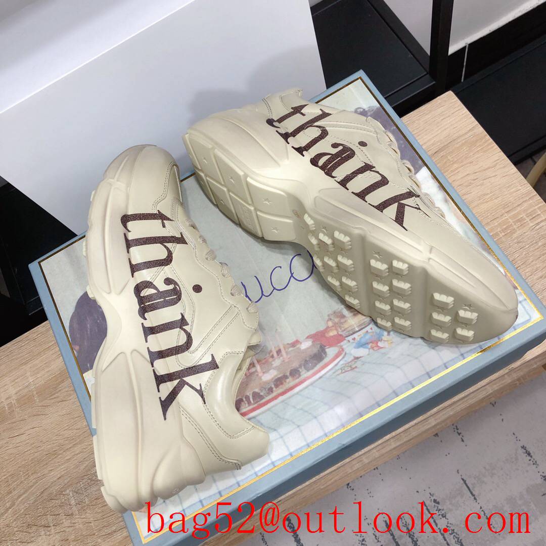 gucci rhyton for women and men couples sneakers cream with think shoes