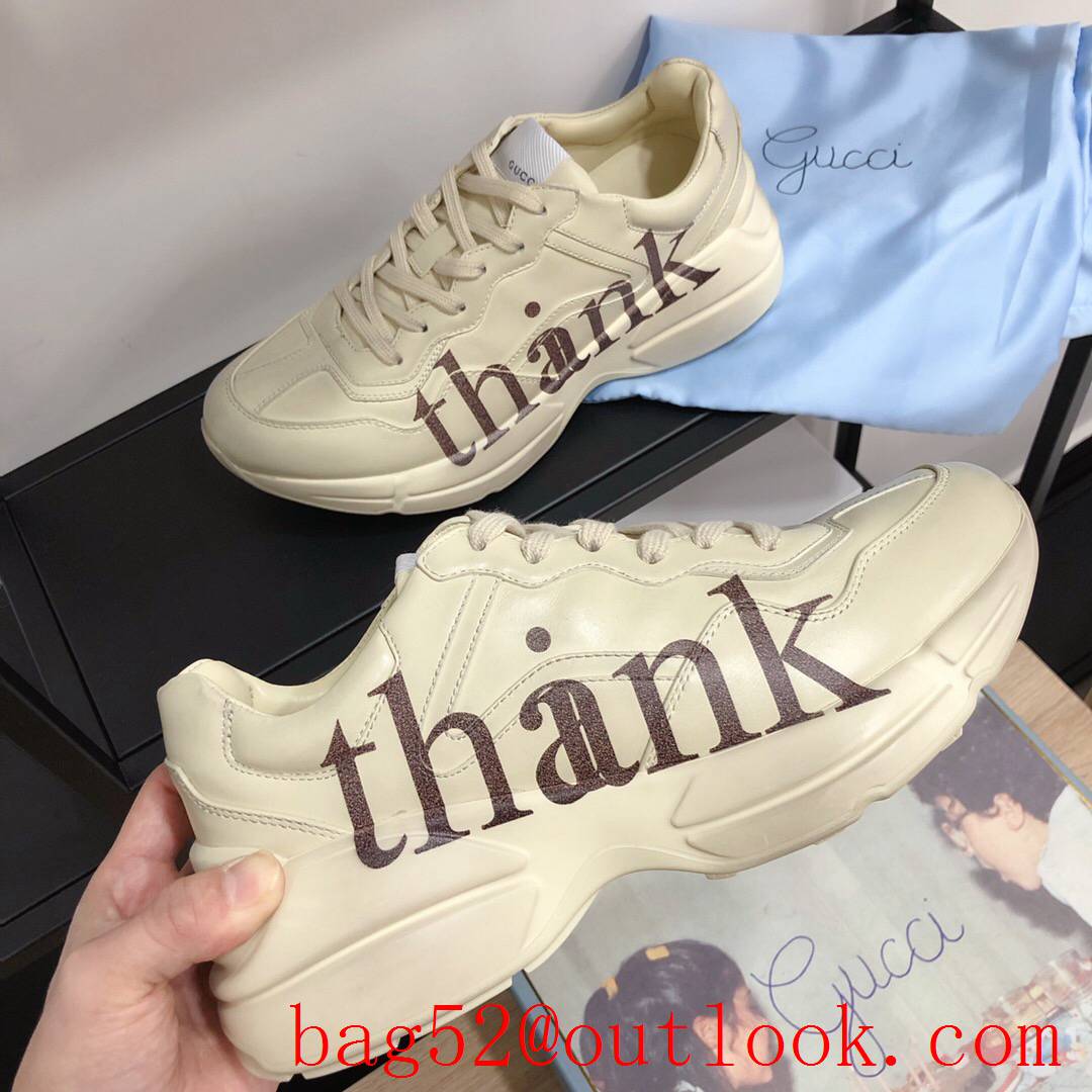 gucci rhyton for women and men couples sneakers cream with think shoes