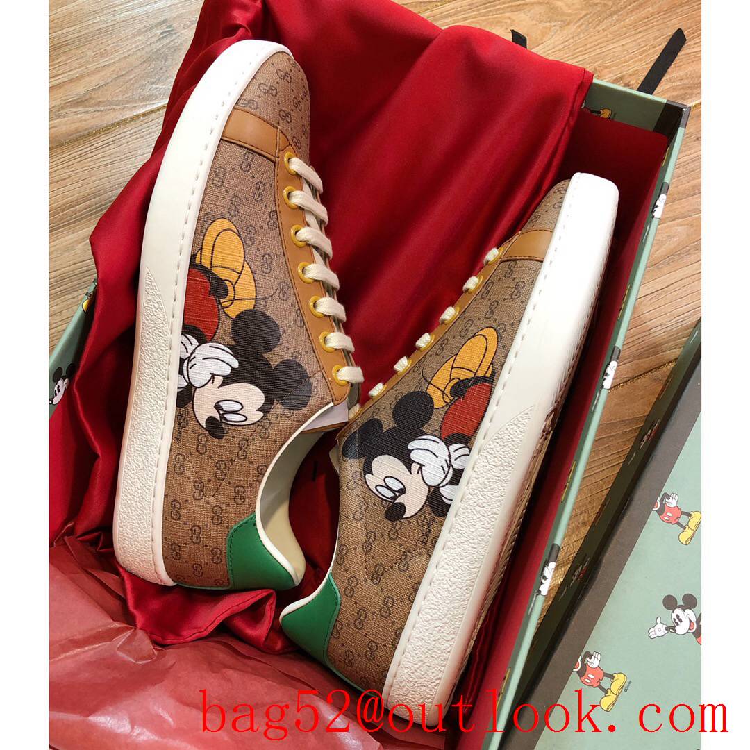 gucci ace disney GG for women and men couples sneakers brown shoes