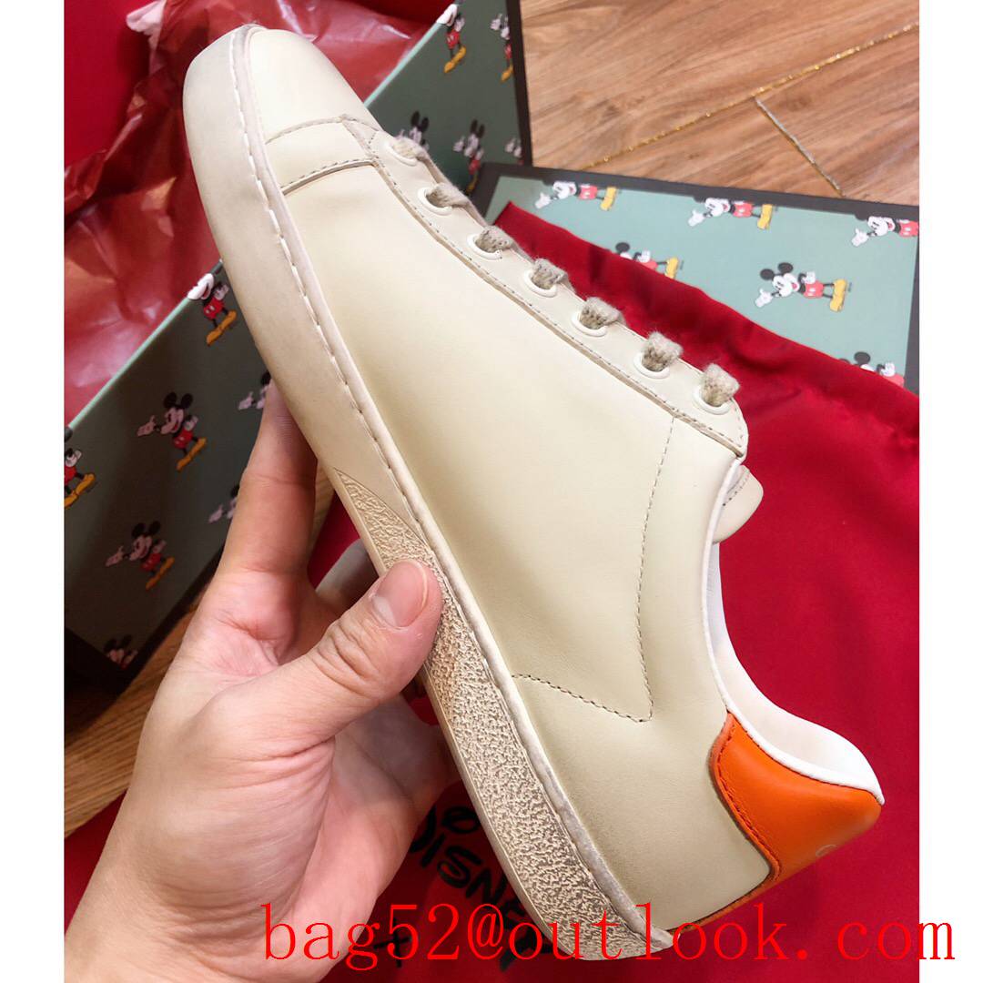 gucci ace disney for women and men couples sneakers cream with orange shoes