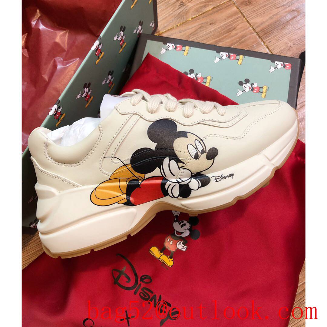 gucci rhyton for women and men couples sneakers cream with disney shoes