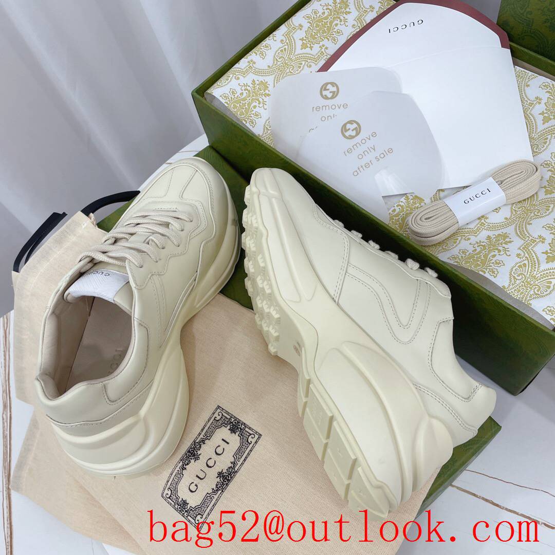 gucci rhyton leather for women and men couples sneakers cream with tiger shoes