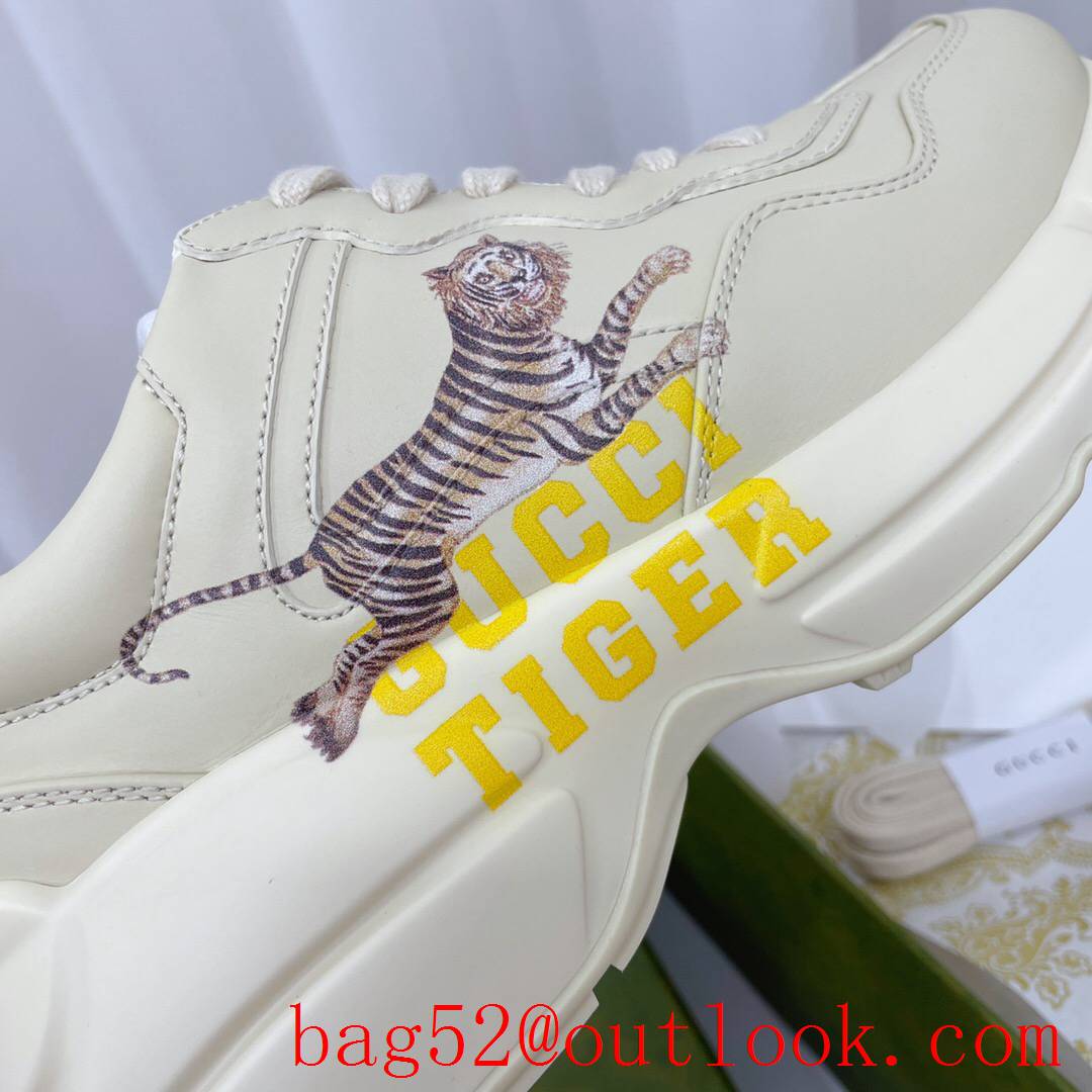 gucci tiger rhyton leather for women and men couples sneakers shoes