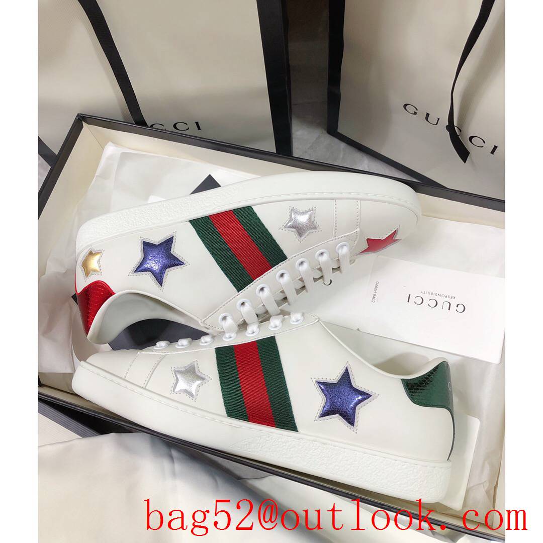 gucci ace classic for women and men couples leather flat white sneakers shoes 10 colors