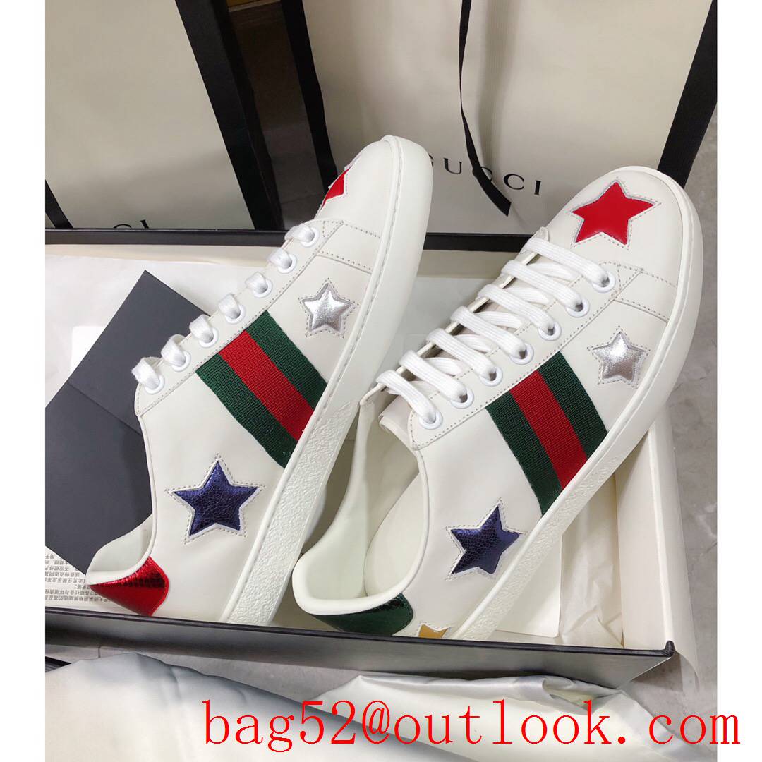 gucci ace classic for women and men couples leather flat white sneakers shoes 10 colors