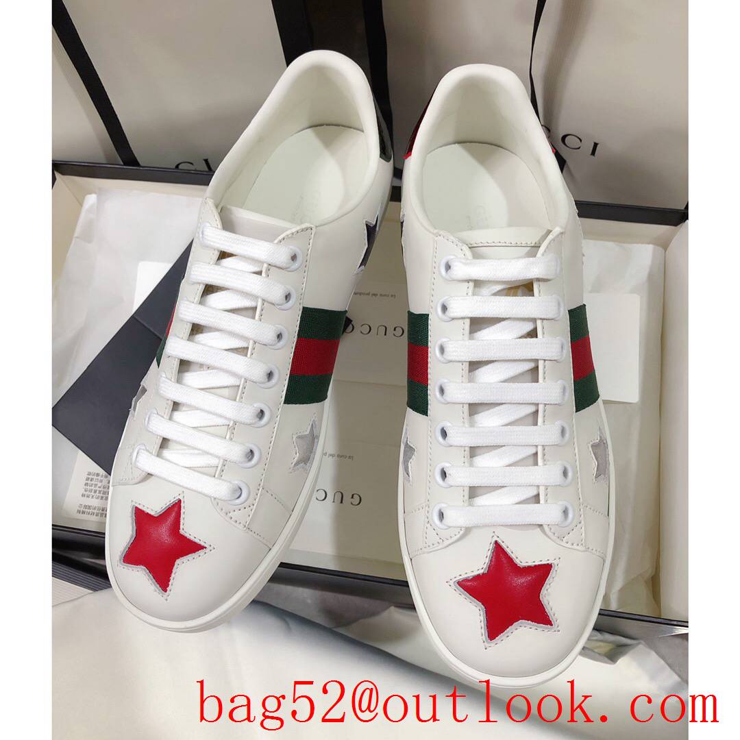 gucci ace classic for women and men couples leather flat white sneakers shoes 10 colors