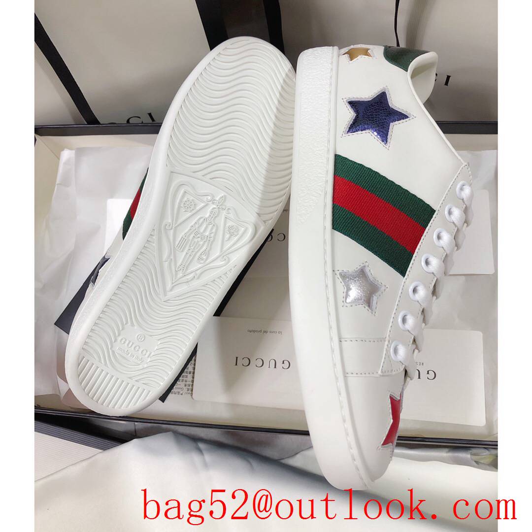 gucci ace classic for women and men couples leather flat white sneakers shoes 10 colors