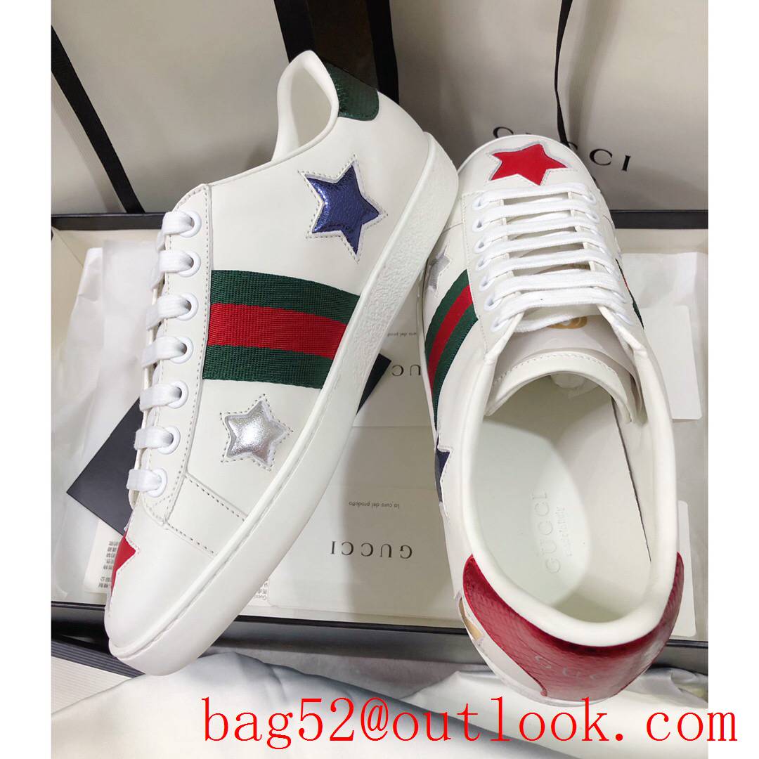 gucci ace classic for women and men couples leather flat white sneakers shoes 10 colors