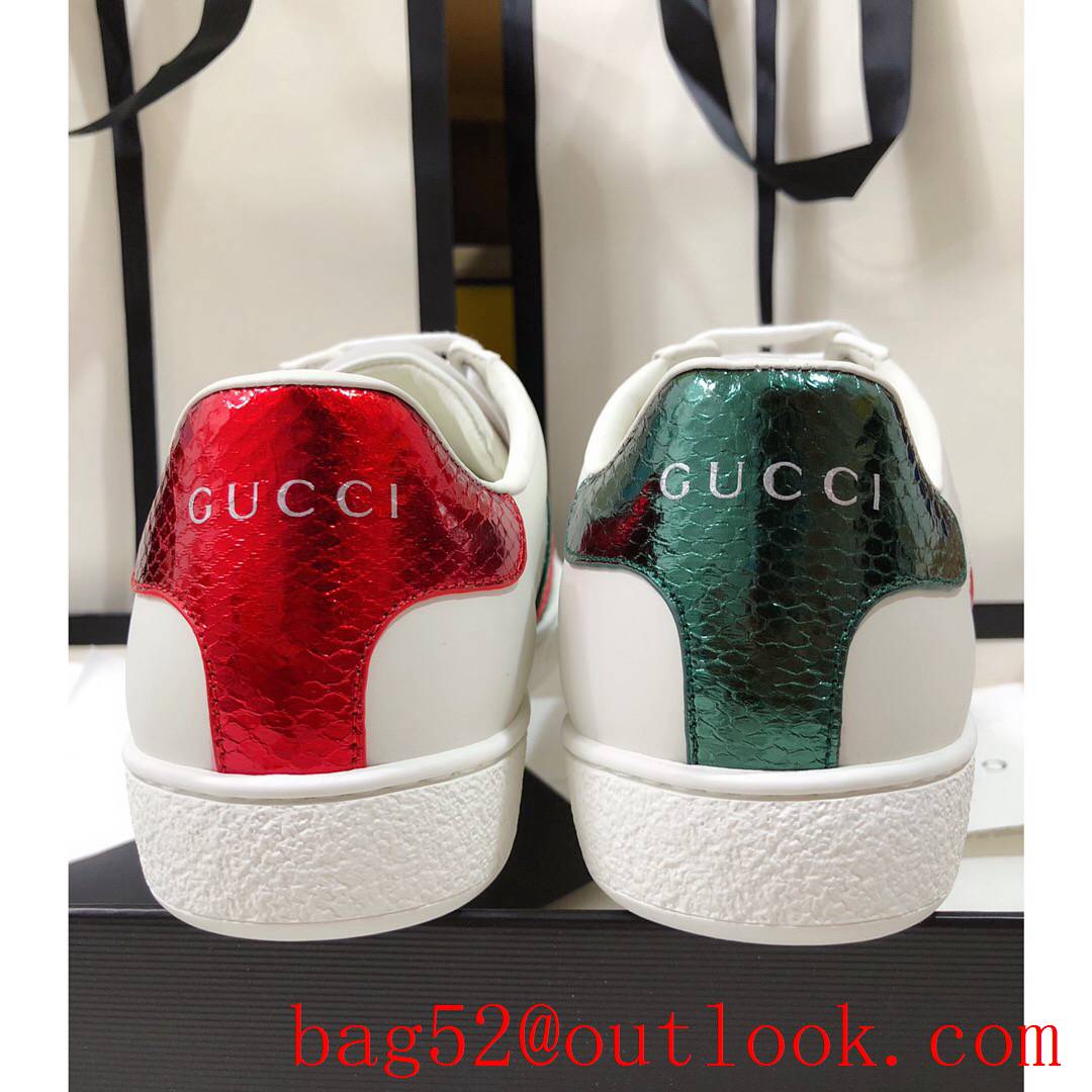 gucci ace classic for women and men couples leather flat white sneakers shoes 10 colors