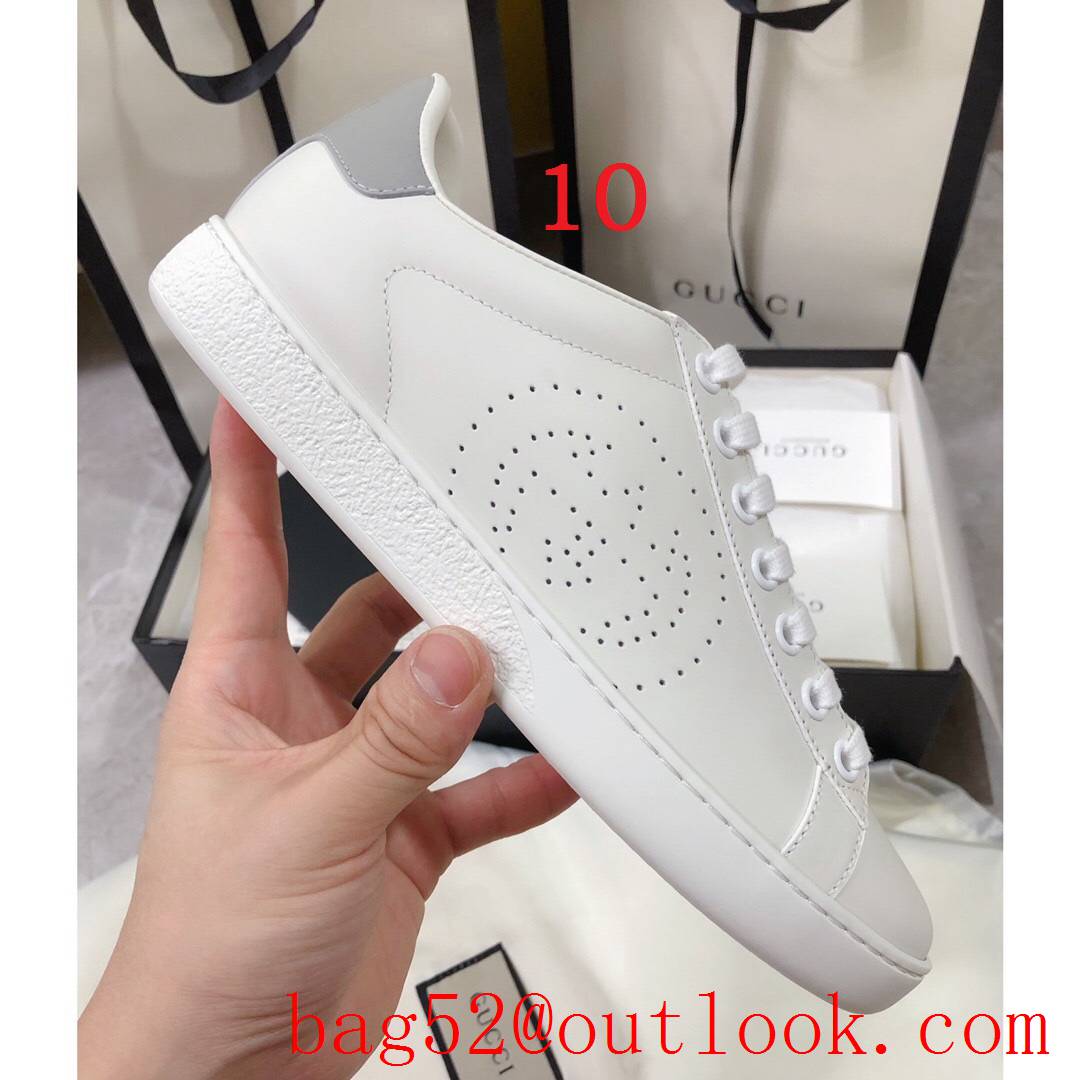 gucci ace classic for women and men couples leather flat white sneakers shoes 10 colors