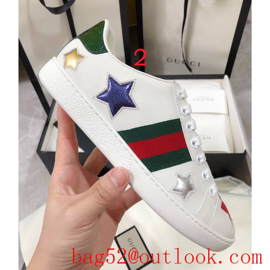 gucci ace classic for women and men couples leather flat white sneakers shoes 10 colors