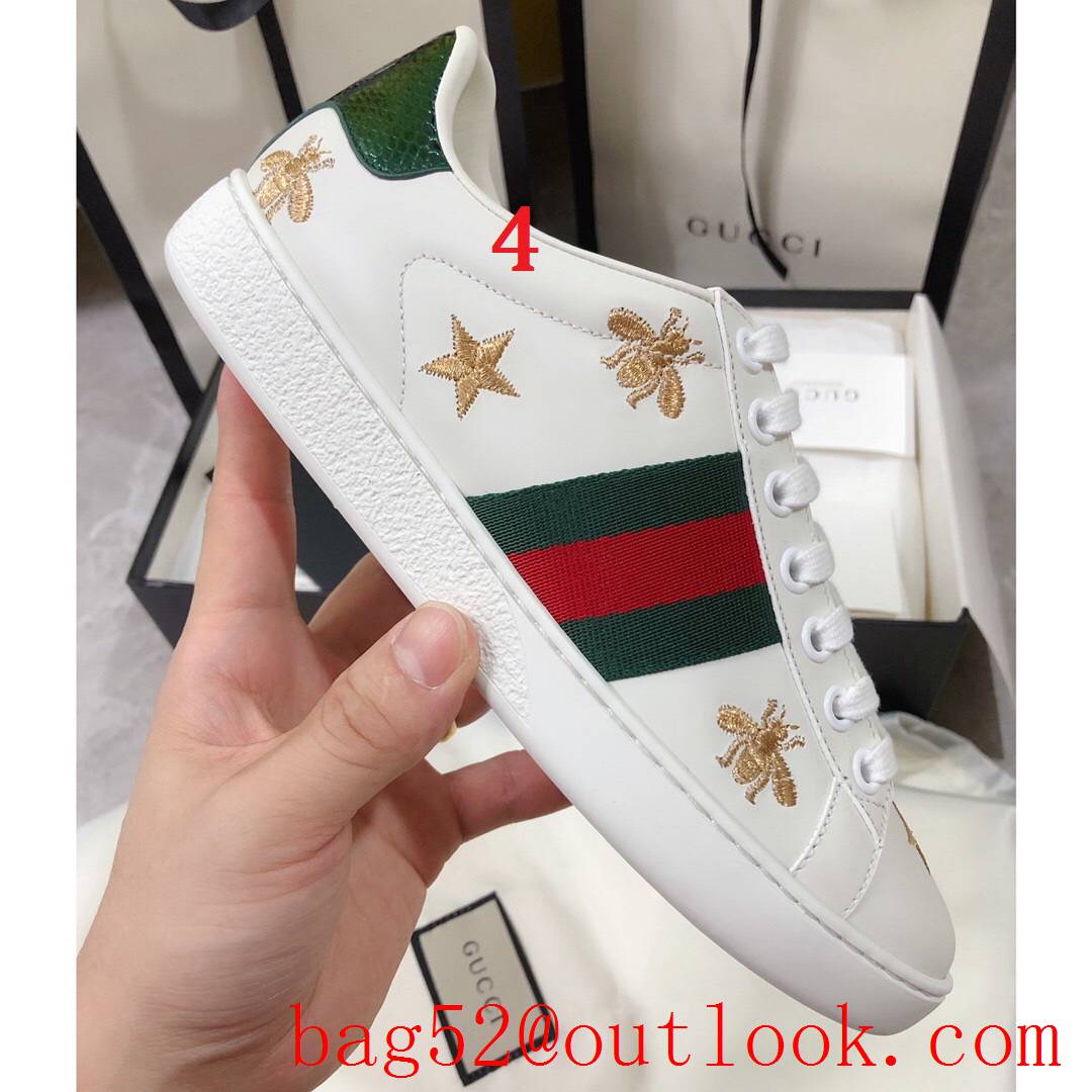 gucci ace classic for women and men couples leather flat white sneakers shoes 10 colors