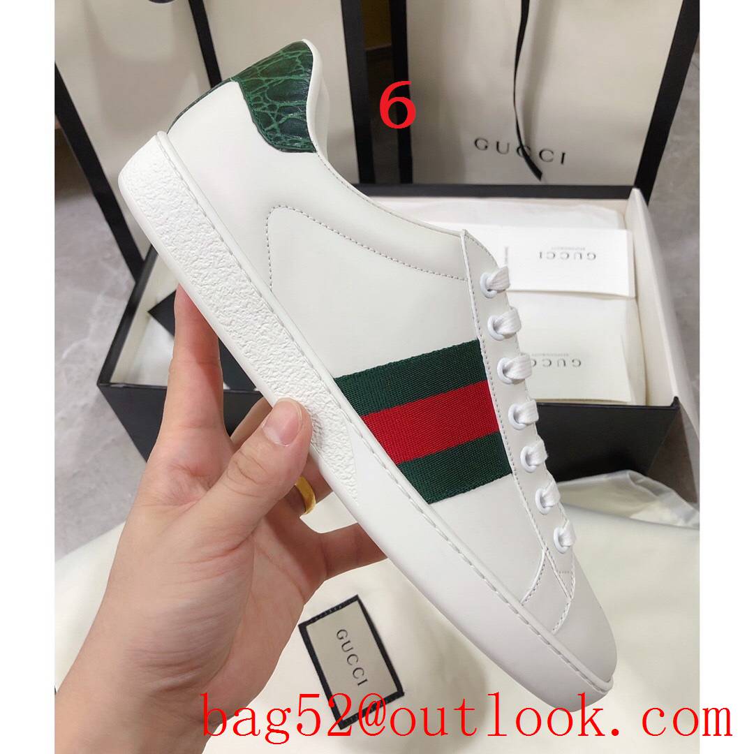 gucci ace classic for women and men couples leather flat white sneakers shoes 10 colors