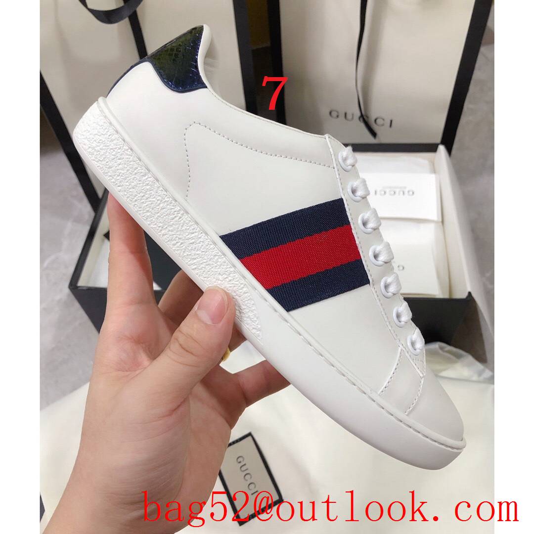 gucci ace classic for women and men couples leather flat white sneakers shoes 10 colors