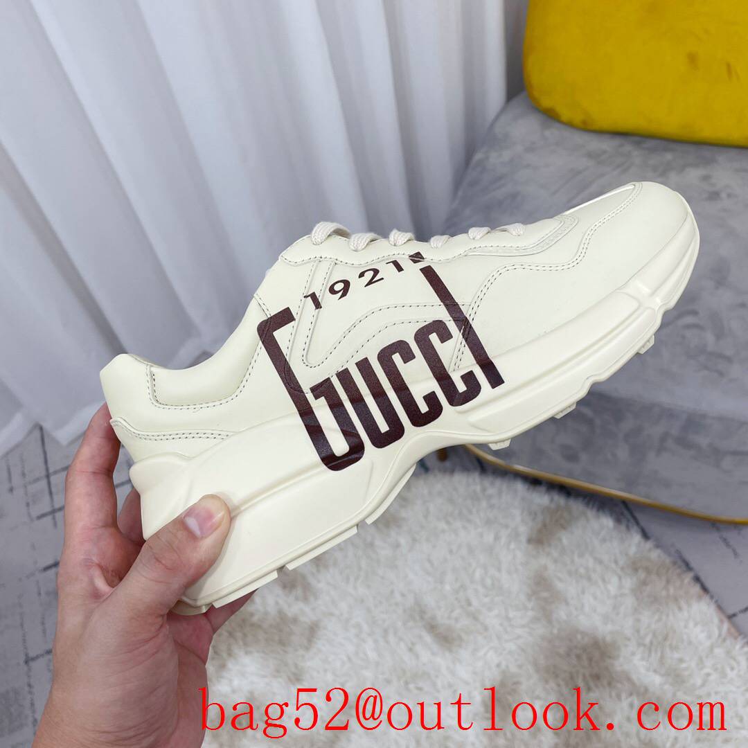 gucci rhyton with 1921 leather for women and men couples sneakers shoes