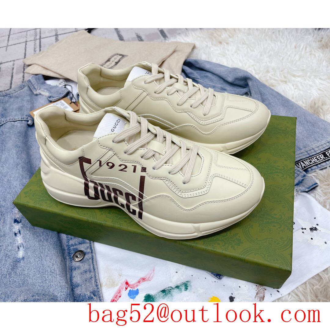 gucci rhyton with 1921 leather for women and men couples sneakers shoes