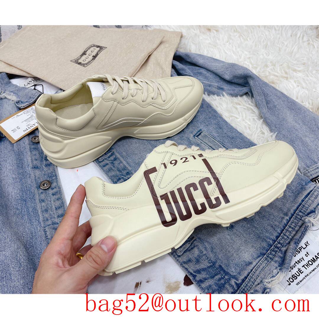 gucci rhyton with 1921 leather for women and men couples sneakers shoes