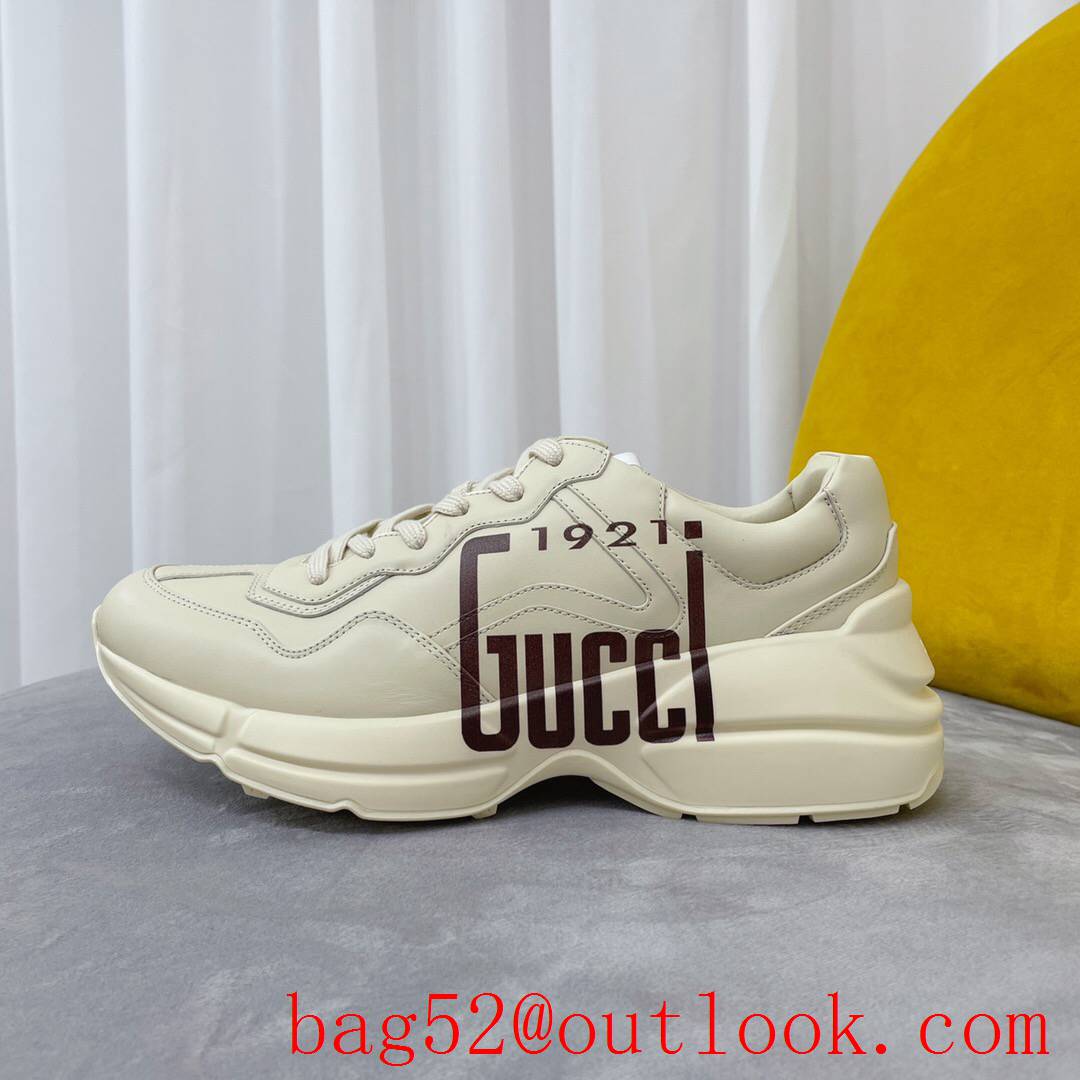 gucci rhyton with 1921 leather for women and men couples sneakers shoes