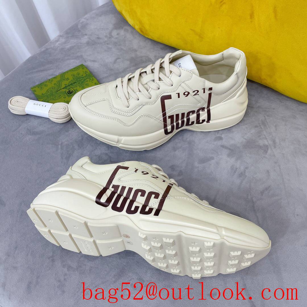 gucci rhyton with 1921 leather for women and men couples sneakers shoes