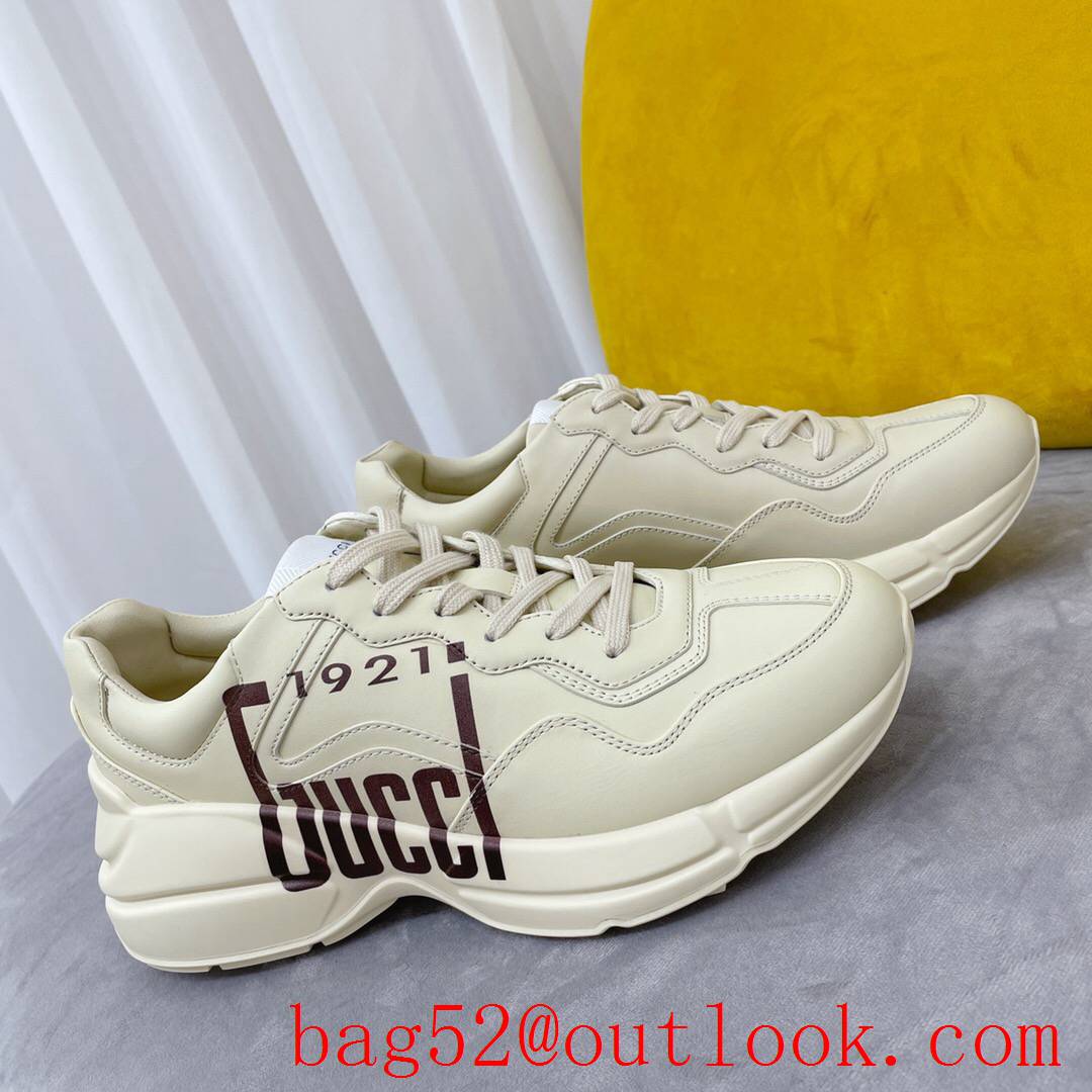 gucci rhyton with 1921 leather for women and men couples sneakers shoes