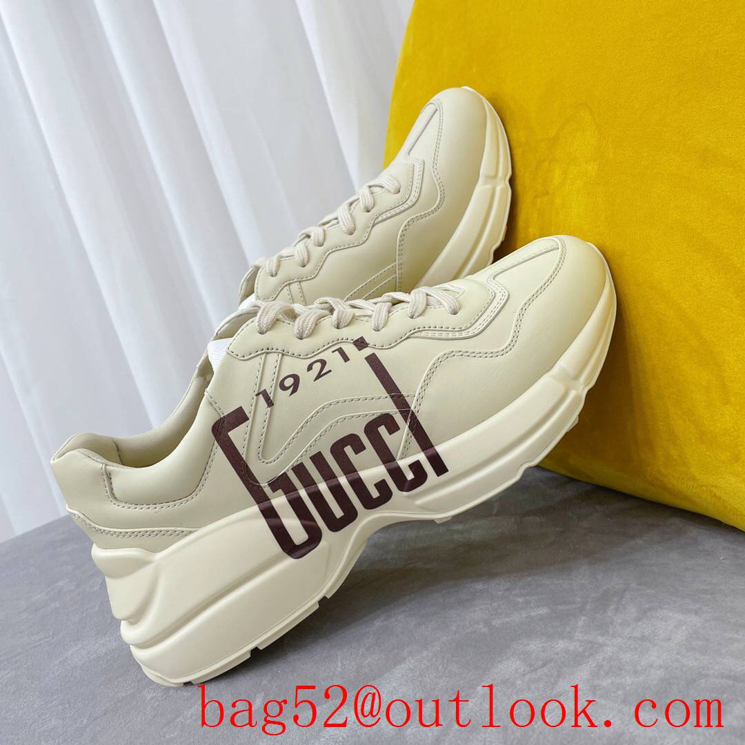 gucci rhyton with 1921 leather for women and men couples sneakers shoes