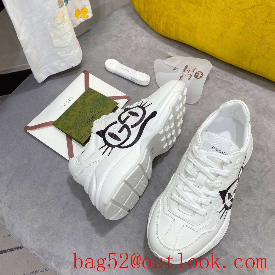 gucci rhyton leather with glasses cat for women and men couples sneakers shoes