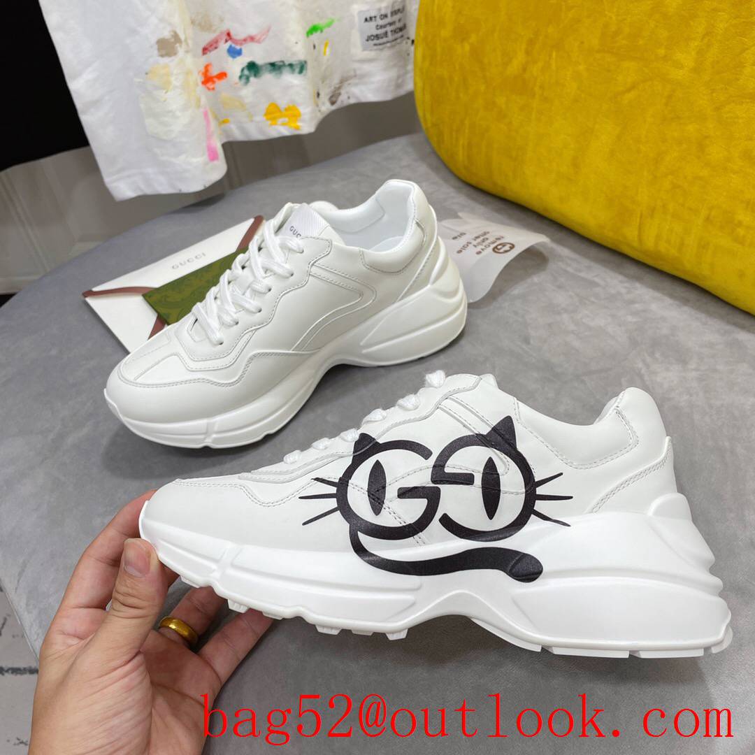 gucci rhyton leather with glasses cat for women and men couples sneakers shoes