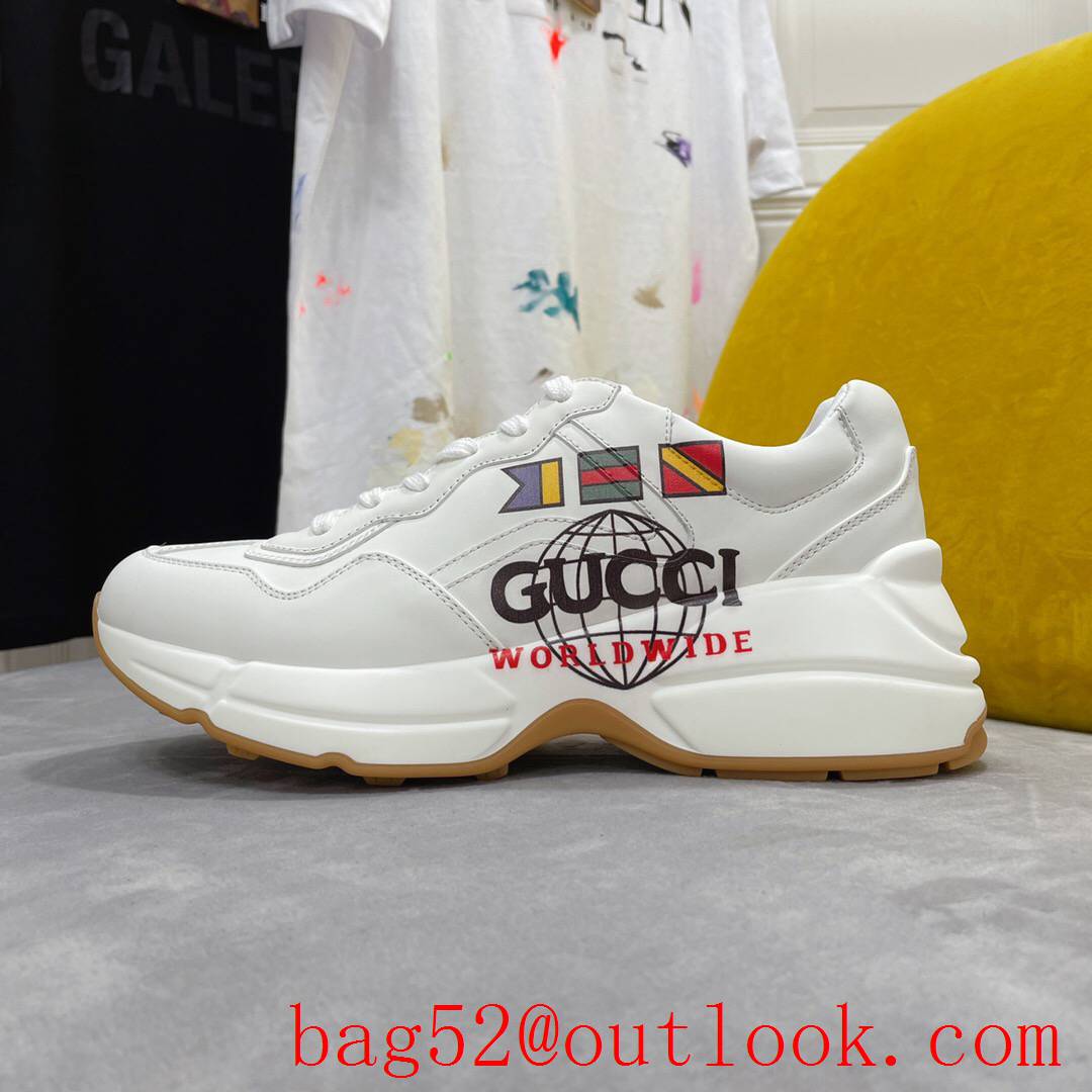 gucci rhyton leather with world image for women and men couples sneakers shoes