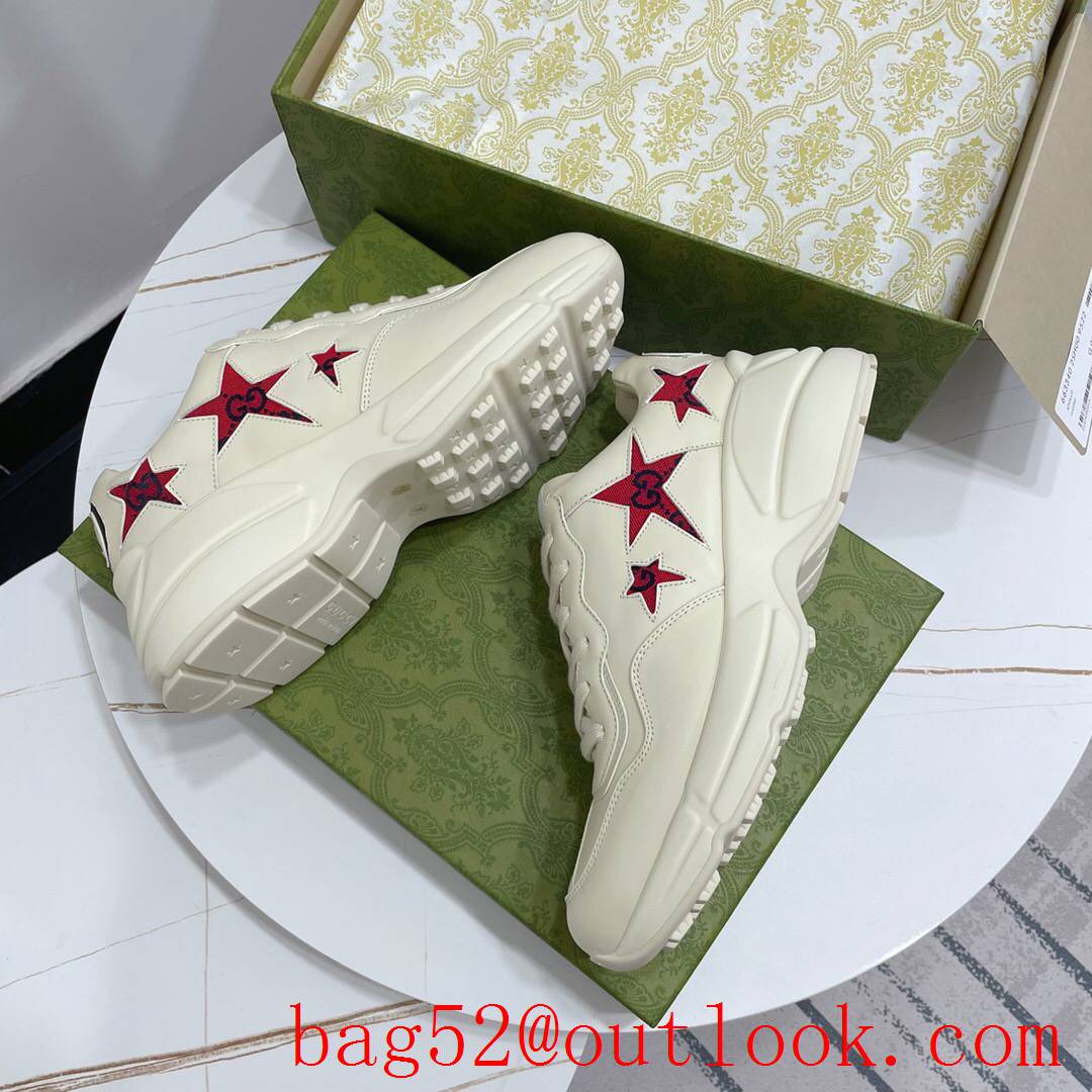 gucci rhyton leather with star GG for women and men couples sneakers shoes