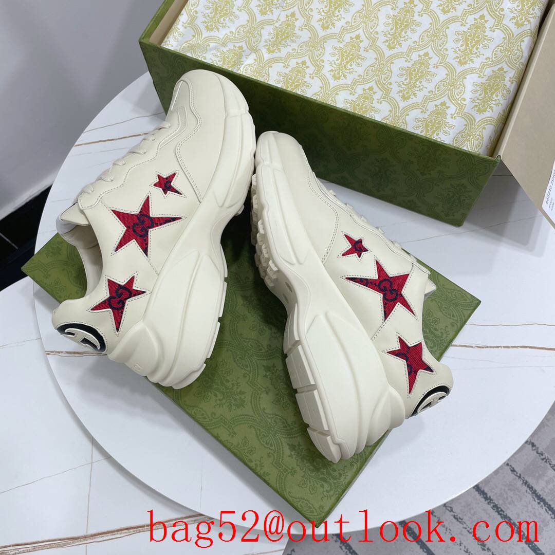 gucci rhyton leather with star GG for women and men couples sneakers shoes