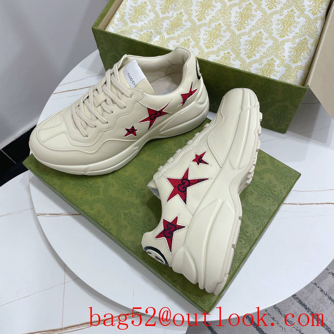 gucci rhyton leather with star GG for women and men couples sneakers shoes