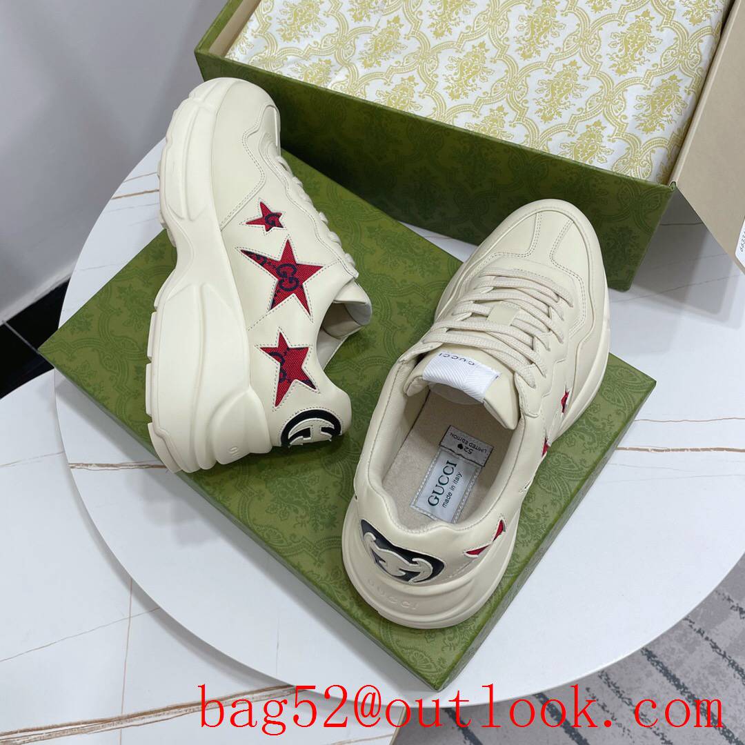 gucci rhyton leather with star GG for women and men couples sneakers shoes