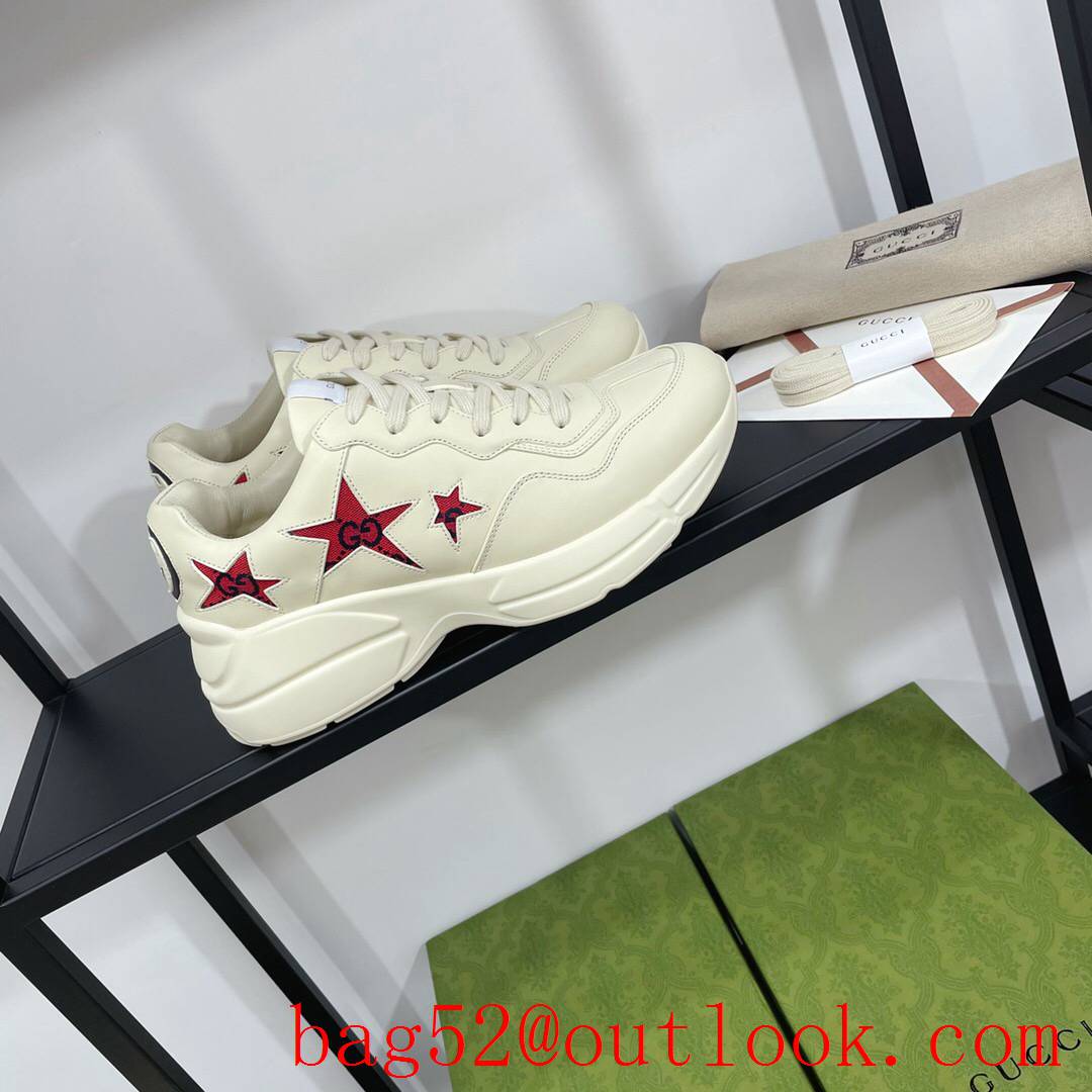 gucci rhyton leather with star GG for women and men couples sneakers shoes