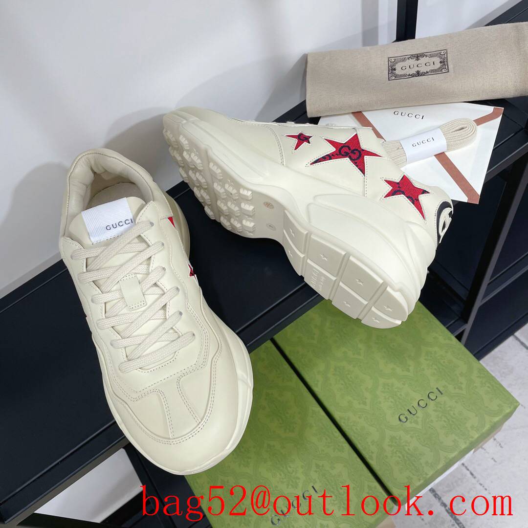 gucci rhyton leather with star GG for women and men couples sneakers shoes