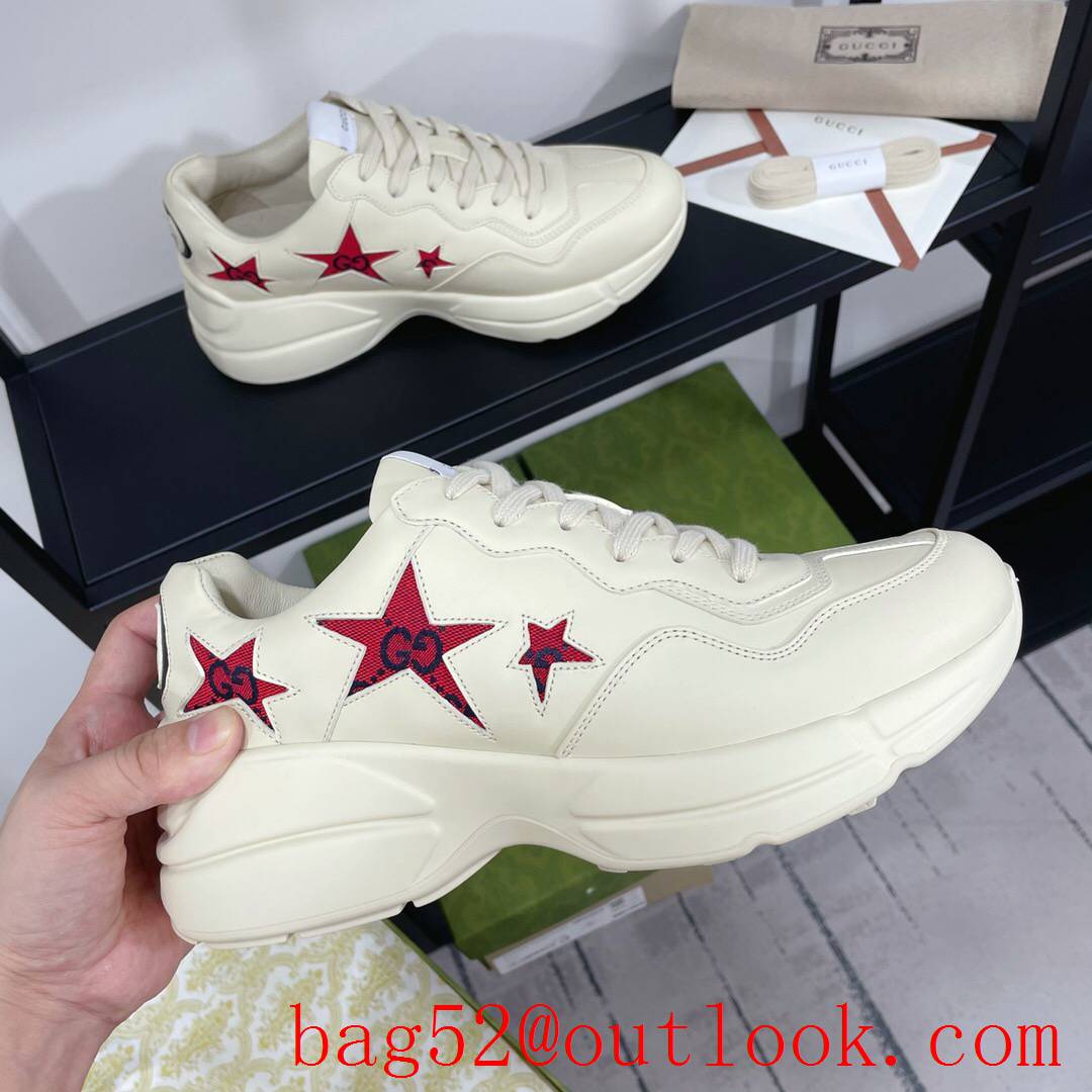 gucci rhyton leather with star GG for women and men couples sneakers shoes