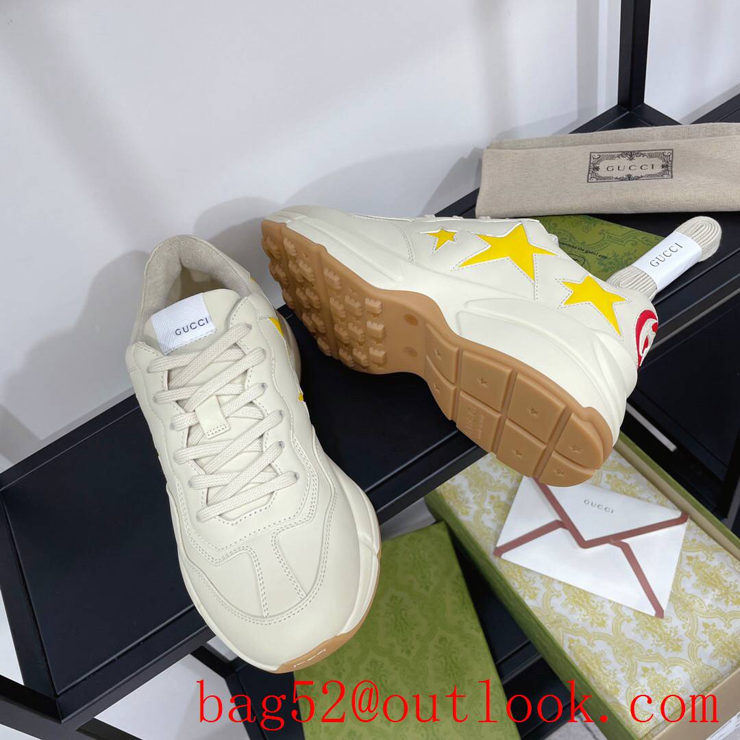 gucci rhyton leather with yellow star for women and men couples sneakers shoes