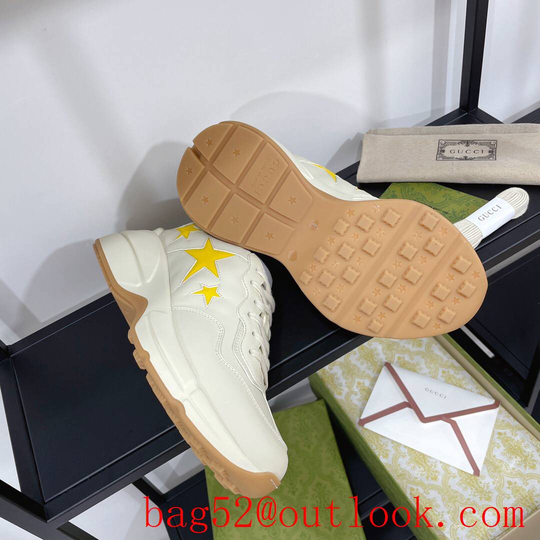 gucci rhyton leather with yellow star for women and men couples sneakers shoes