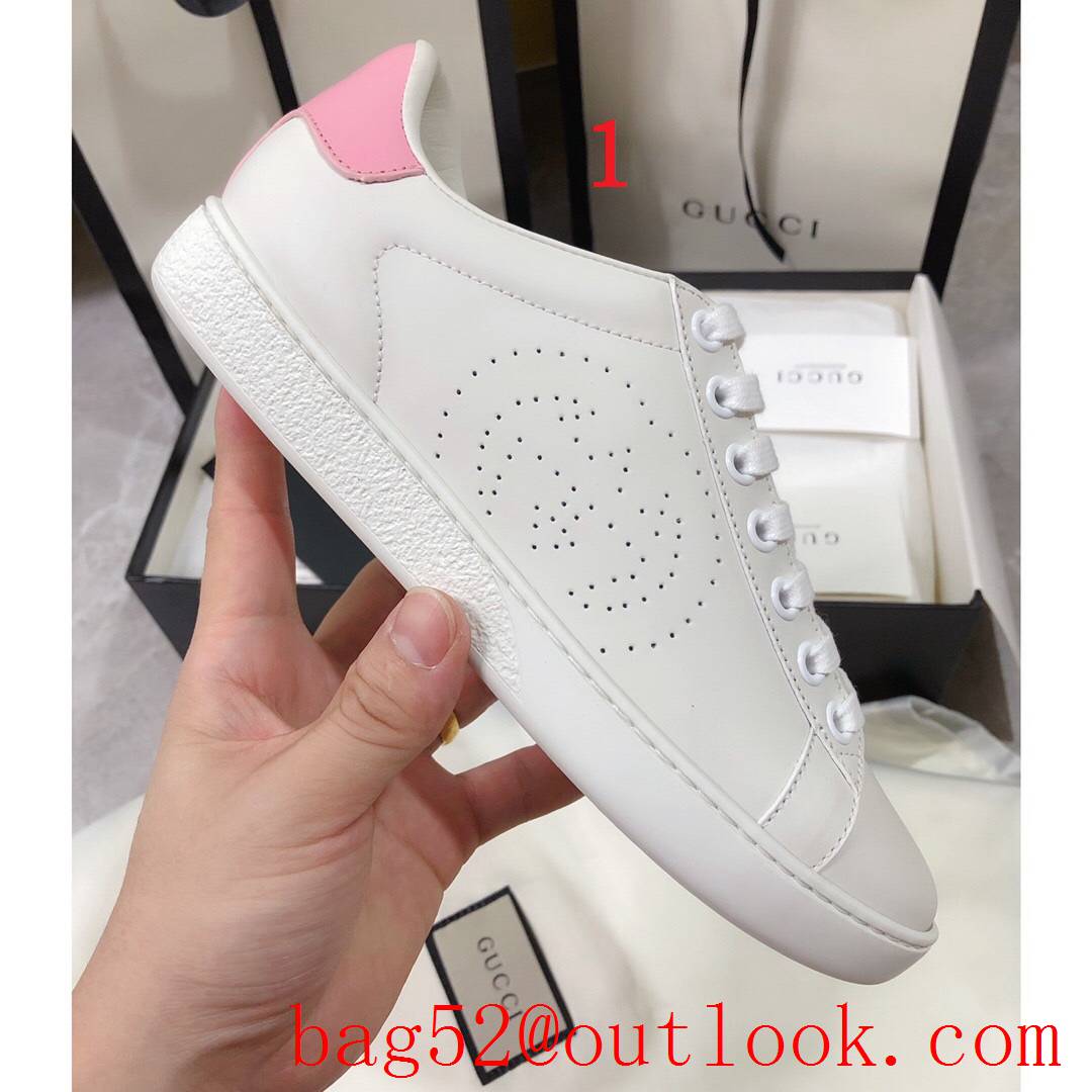 gucci ace classic popular women and men couples leather flat sneakers shoes 9 colors