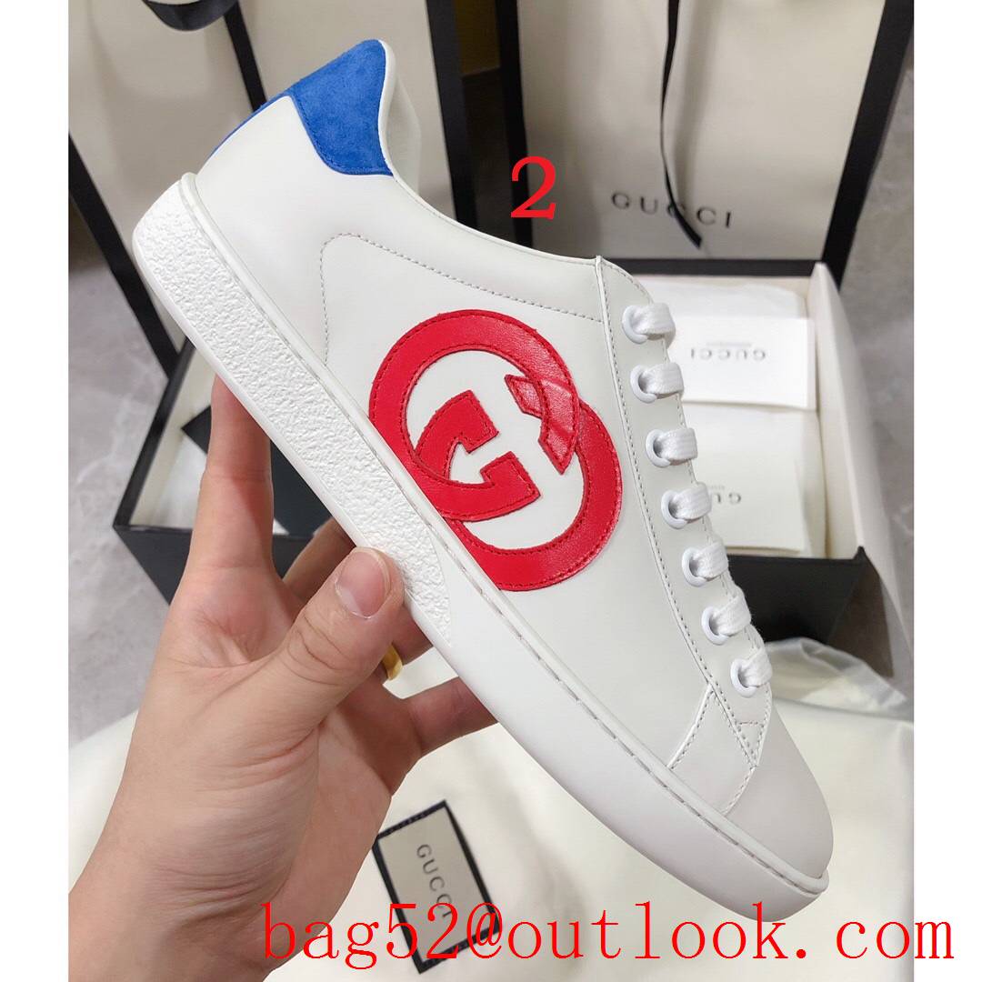 gucci ace classic popular women and men couples leather flat sneakers shoes 9 colors